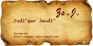 Zséger Jenő névjegykártya